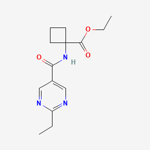 molecular formula C14H19N3O3 B3888099 ethyl 1-{[(2-ethylpyrimidin-5-yl)carbonyl]amino}cyclobutanecarboxylate 
