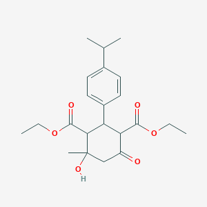 molecular formula C22H30O6 B388821 Diethyl 4-hydroxy-4-methyl-6-oxo-2-(4-propan-2-ylphenyl)cyclohexane-1,3-dicarboxylate CAS No. 330155-84-5