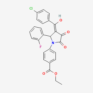 molecular formula C26H19ClFNO5 B3888219 ethyl 4-[3-(4-chlorobenzoyl)-2-(2-fluorophenyl)-4-hydroxy-5-oxo-2,5-dihydro-1H-pyrrol-1-yl]benzoate 