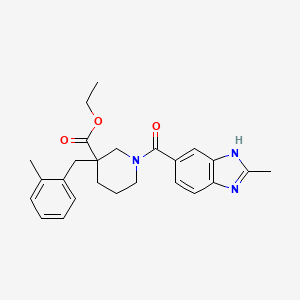 molecular formula C25H29N3O3 B3888266 ethyl 1-[(2-methyl-1H-benzimidazol-6-yl)carbonyl]-3-(2-methylbenzyl)-3-piperidinecarboxylate 
