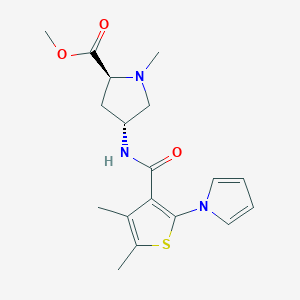 molecular formula C18H23N3O3S B3888375 methyl (2S,4R)-4-({[4,5-dimethyl-2-(1H-pyrrol-1-yl)-3-thienyl]carbonyl}amino)-1-methylpyrrolidine-2-carboxylate 