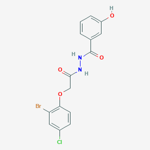 molecular formula C15H12BrClN2O4 B3888481 N'-[2-(2-bromo-4-chlorophenoxy)acetyl]-3-hydroxybenzohydrazide 