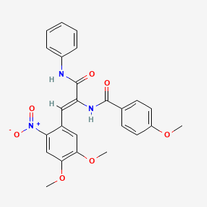 molecular formula C25H23N3O7 B3888491 N-[(Z)-3-anilino-1-(4,5-dimethoxy-2-nitrophenyl)-3-oxoprop-1-en-2-yl]-4-methoxybenzamide 