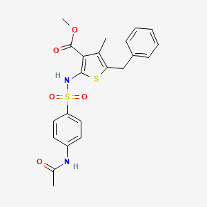 molecular formula C22H22N2O5S2 B3888499 METHYL 5-BENZYL-2-(4-ACETAMIDOBENZENESULFONAMIDO)-4-METHYLTHIOPHENE-3-CARBOXYLATE 