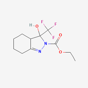 molecular formula C11H15F3N2O3 B3888540 ethyl 3-hydroxy-3-(trifluoromethyl)-3,3a,4,5,6,7-hexahydro-2H-indazole-2-carboxylate 