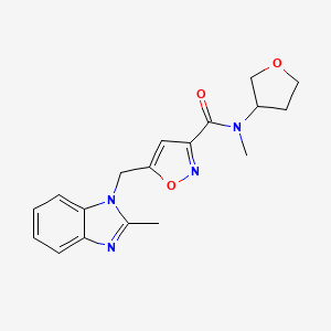 molecular formula C18H20N4O3 B3888575 N-methyl-5-[(2-methylbenzimidazol-1-yl)methyl]-N-(oxolan-3-yl)-1,2-oxazole-3-carboxamide 