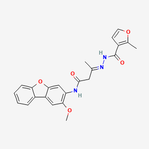 molecular formula C23H21N3O5 B3888667 N-[(E)-[4-[(2-methoxydibenzofuran-3-yl)amino]-4-oxobutan-2-ylidene]amino]-2-methylfuran-3-carboxamide 
