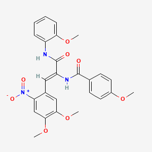 molecular formula C26H25N3O8 B3888771 N-[(Z)-1-(4,5-dimethoxy-2-nitrophenyl)-3-(2-methoxyanilino)-3-oxoprop-1-en-2-yl]-4-methoxybenzamide 
