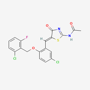 molecular formula C19H13Cl2FN2O3S B3888833 N-[(5Z)-5-[[5-chloro-2-[(2-chloro-6-fluorophenyl)methoxy]phenyl]methylidene]-4-oxo-1,3-thiazol-2-yl]acetamide 