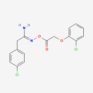 molecular formula C16H14Cl2N2O3 B3888896 N'-{[(2-chlorophenoxy)acetyl]oxy}-2-(4-chlorophenyl)ethanimidamide 