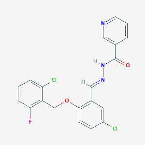 molecular formula C20H14Cl2FN3O2 B3888899 N'-{5-chloro-2-[(2-chloro-6-fluorobenzyl)oxy]benzylidene}nicotinohydrazide 