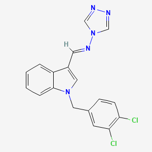 molecular formula C18H13Cl2N5 B3888952 N-{(E)-[1-(3,4-dichlorobenzyl)-1H-indol-3-yl]methylidene}-4H-1,2,4-triazol-4-amine 