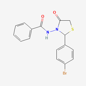 molecular formula C16H13BrN2O2S B3889001 N-[2-(4-bromophenyl)-4-oxo-1,3-thiazolidin-3-yl]benzamide 
