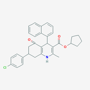 molecular formula C32H30ClNO3 B388903 Cyclopentyl 7-(4-chlorophenyl)-2-methyl-4-(1-naphthyl)-5-oxo-1,4,5,6,7,8-hexahydro-3-quinolinecarboxylate 