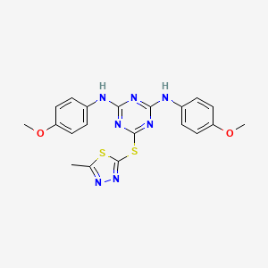molecular formula C20H19N7O2S2 B3889036 N,N'-bis(4-methoxyphenyl)-6-[(5-methyl-1,3,4-thiadiazol-2-yl)sulfanyl]-1,3,5-triazine-2,4-diamine 