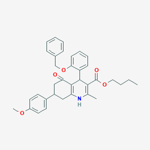 molecular formula C35H37NO5 B388909 Butyl 4-[2-(benzyloxy)phenyl]-7-(4-methoxyphenyl)-2-methyl-5-oxo-1,4,5,6,7,8-hexahydroquinoline-3-carboxylate 