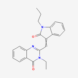 molecular formula C22H21N3O2 B3889151 3-ethyl-2-[(2-oxo-1-propyl-1,2-dihydro-3H-indol-3-ylidene)methyl]-4(3H)-quinazolinone 