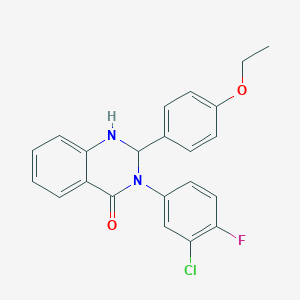 molecular formula C22H18ClFN2O2 B388931 3-(3-CHLORO-4-FLUOROPHENYL)-2-(4-ETHOXYPHENYL)-1,2,3,4-TETRAHYDROQUINAZOLIN-4-ONE 