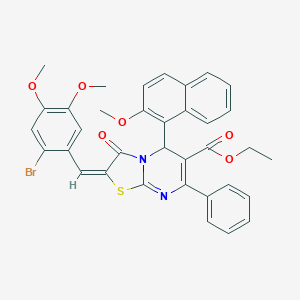 molecular formula C35H29BrN2O6S B388938 ethyl 2-(2-bromo-4,5-dimethoxybenzylidene)-5-(2-methoxy-1-naphthyl)-3-oxo-7-phenyl-2,3-dihydro-5H-[1,3]thiazolo[3,2-a]pyrimidine-6-carboxylate 