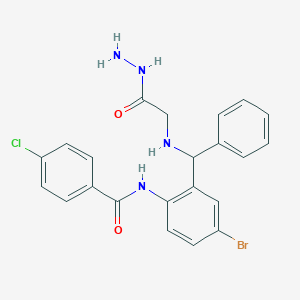 molecular formula C22H20BrClN4O2 B3889419 N-(4-bromo-2-{[(2-hydrazinyl-2-oxoethyl)amino](phenyl)methyl}phenyl)-4-chlorobenzamide (non-preferred name) 