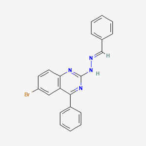 molecular formula C21H15BrN4 B3889427 N-[(E)-benzylideneamino]-6-bromo-4-phenylquinazolin-2-amine 