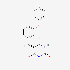 molecular formula C18H14N2O4 B3889504 (5E)-1-methyl-5-[(3-phenoxyphenyl)methylidene]-1,3-diazinane-2,4,6-trione 