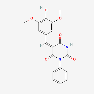 molecular formula C19H16N2O6 B3889579 5-(4-hydroxy-3,5-dimethoxybenzylidene)-1-phenyl-2,4,6(1H,3H,5H)-pyrimidinetrione 