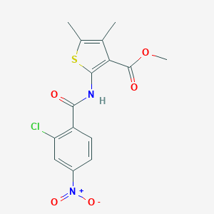 molecular formula C15H13ClN2O5S B388958 METHYL 2-(2-CHLORO-4-NITROBENZAMIDO)-4,5-DIMETHYLTHIOPHENE-3-CARBOXYLATE 