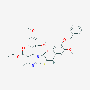 molecular formula C33H32N2O7S B388959 ethyl 2-[4-(benzyloxy)-3-methoxybenzylidene]-5-(2,4-dimethoxyphenyl)-7-methyl-3-oxo-2,3-dihydro-5H-[1,3]thiazolo[3,2-a]pyrimidine-6-carboxylate 