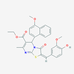 molecular formula C29H26N2O6S B388961 ethyl 2-(4-hydroxy-3-methoxybenzylidene)-5-(4-methoxy-1-naphthyl)-7-methyl-3-oxo-2,3-dihydro-5H-[1,3]thiazolo[3,2-a]pyrimidine-6-carboxylate 