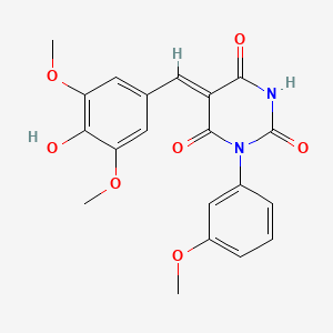 molecular formula C20H18N2O7 B3889697 5-(4-hydroxy-3,5-dimethoxybenzylidene)-1-(3-methoxyphenyl)-2,4,6(1H,3H,5H)-pyrimidinetrione 