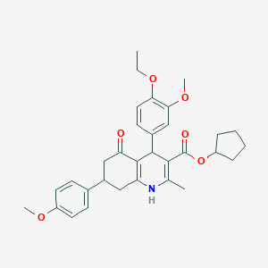 molecular formula C32H37NO6 B388976 cyclopentyl 4-(4-ethoxy-3-methoxyphenyl)-7-(4-methoxyphenyl)-2-methyl-5-oxo-1,4,5,6,7,8-hexahydroquinoline-3-carboxylate 
