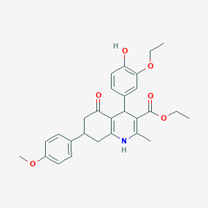 molecular formula C28H31NO6 B388984 ethyl 4-(3-ethoxy-4-hydroxyphenyl)-7-(4-methoxyphenyl)-2-methyl-5-oxo-1,4,5,6,7,8-hexahydroquinoline-3-carboxylate 