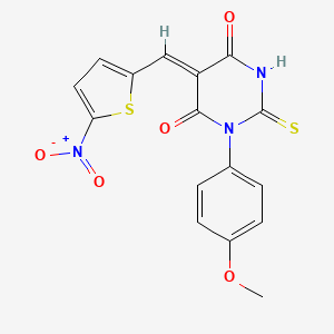 molecular formula C16H11N3O5S2 B3889864 1-(4-methoxyphenyl)-5-[(5-nitro-2-thienyl)methylene]-2-thioxodihydro-4,6(1H,5H)-pyrimidinedione 