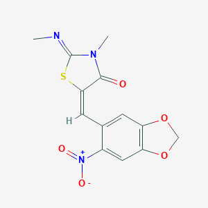 5-({6-Nitro-1,3-benzodioxol-5-yl}methylene)-3-methyl-2-(methylimino)-1,3-thiazolidin-4-one