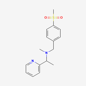 molecular formula C16H20N2O2S B3890007 N-methyl-N-[4-(methylsulfonyl)benzyl]-1-pyridin-2-ylethanamine 