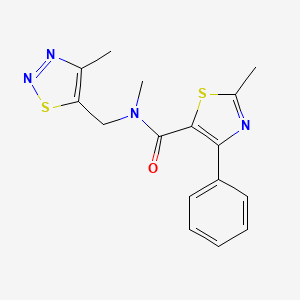 molecular formula C16H16N4OS2 B3890027 N,2-dimethyl-N-[(4-methyl-1,2,3-thiadiazol-5-yl)methyl]-4-phenyl-1,3-thiazole-5-carboxamide 