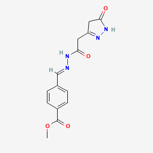 molecular formula C14H14N4O4 B3890062 methyl 4-{2-[(5-oxo-4,5-dihydro-1H-pyrazol-3-yl)acetyl]carbonohydrazonoyl}benzoate 