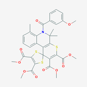 Tetramethyl 6'-(3-methoxybenzoyl)-5',5',7'-trimethyl-5',6'-dihydrospiro[1,3-dithiole-2,1'-thiopyrano[2,3-c]quinoline]-2',3',4,5-tetracarboxylate
