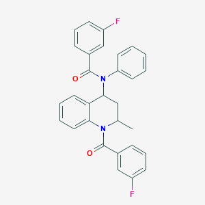 3-fluoro-N-[1-(3-fluorobenzoyl)-2-methyl-1,2,3,4-tetrahydro-4-quinolinyl]-N-phenylbenzamide