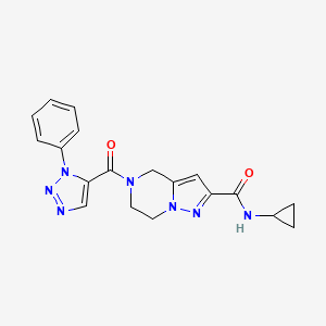 molecular formula C19H19N7O2 B3890129 N-cyclopropyl-5-[(1-phenyl-1H-1,2,3-triazol-5-yl)carbonyl]-4,5,6,7-tetrahydropyrazolo[1,5-a]pyrazine-2-carboxamide 