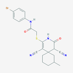 N-(4-bromophenyl)-2-[(1,5-dicyano-8-methyl-4-oxo-3-azaspiro[5.5]undec-1-en-2-yl)sulfanyl]acetamide