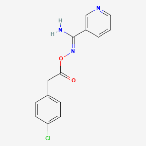 molecular formula C14H12ClN3O2 B3890170 N'-{[2-(4-chlorophenyl)acetyl]oxy}-3-pyridinecarboximidamide 