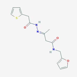 molecular formula C15H17N3O3S B3890322 N-(2-furylmethyl)-3-[(2-thienylacetyl)hydrazono]butanamide 