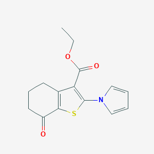 molecular formula C15H15NO3S B389036 Ethyl 7-oxo-2-(1H-pyrrol-1-yl)-4,5,6,7-tetrahydro-1-benzothiophene-3-carboxylate CAS No. 328012-79-9