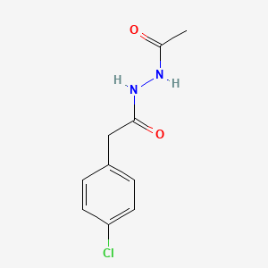 molecular formula C10H11ClN2O2 B3890393 N'-acetyl-2-(4-chlorophenyl)acetohydrazide 