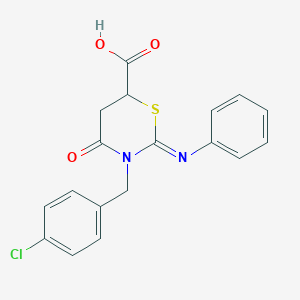 (2Z)-3-(4-chlorobenzyl)-4-oxo-2-(phenylimino)-1,3-thiazinane-6-carboxylic acid