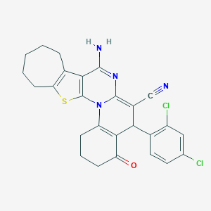 8-amino-5-(2,4-dichlorophenyl)-4-oxo-1,3,4,5,10,11,12,13-octahydro-2H,9H-cyclohepta[4',5']thieno[3',2':5,6]pyrimido[1,2-a]quinoline-6-carbonitrile