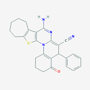 8-amino-4-oxo-5-phenyl-1,3,4,5,10,11,12,13-octahydro-2H,9H-cyclohepta[4',5']thieno[3',2':5,6]pyrimido[1,2-a]quinoline-6-carbonitrile