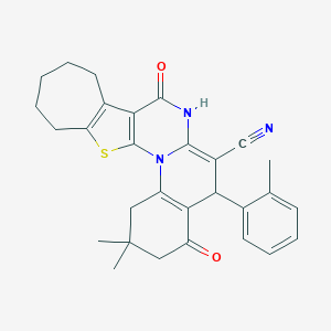 2,2-dimethyl-5-(2-methylphenyl)-4,8-dioxo-1,3,4,5,7,8,10,11,12,13-decahydro-2H,9H-cyclohepta[4',5']thieno[3',2':5,6]pyrimido[1,2-a]quinoline-6-carbonitrile
